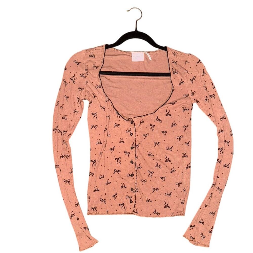 Urban Outfitters Pink Bow Print T-Shirt Women's Size M